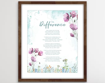 The Difference Poem (Digital Download) - Religious Prayer Reminder, Printable Wall Art, Christian Home Decor