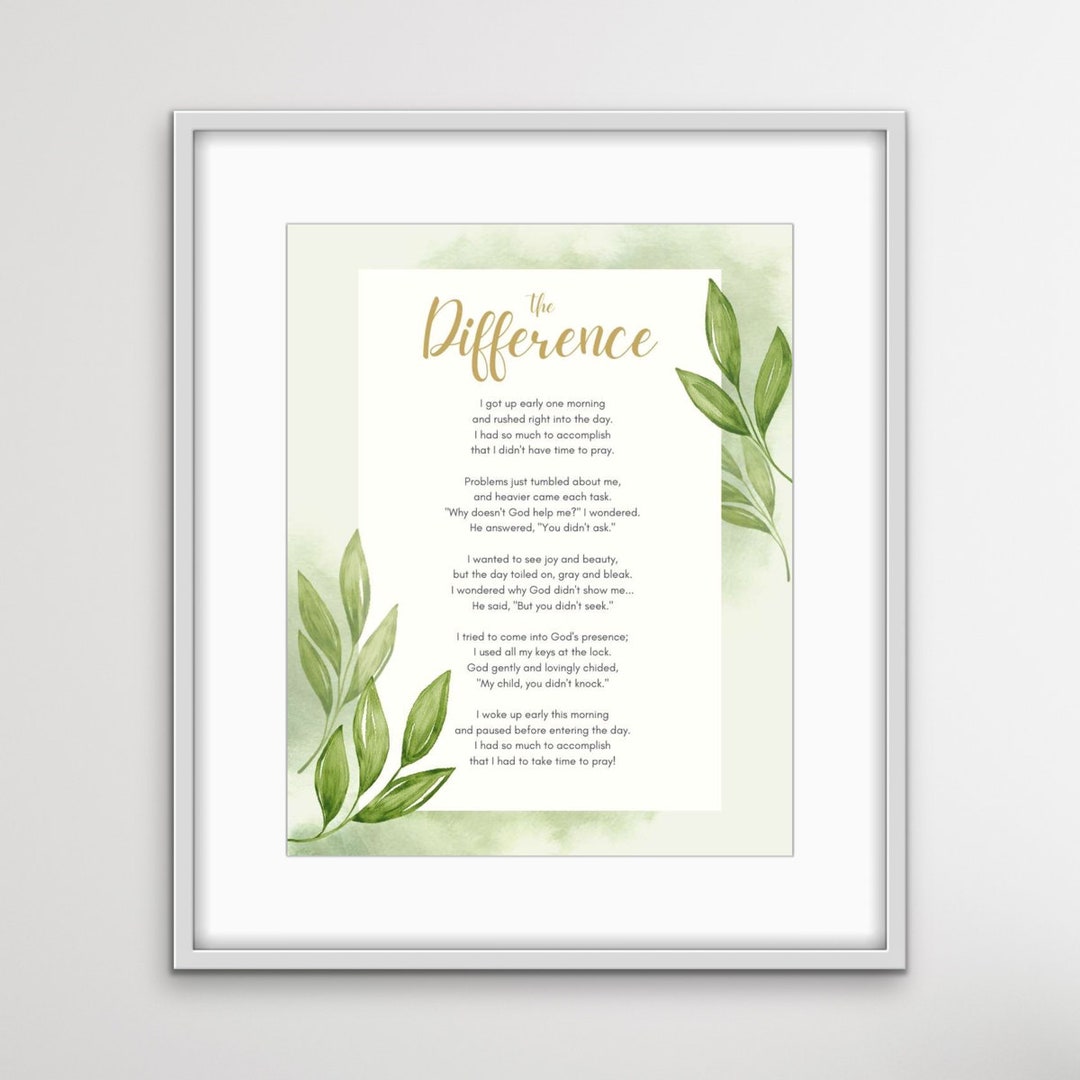 The Difference Poem (digital Download) - Religious Prayer Reminder ...
