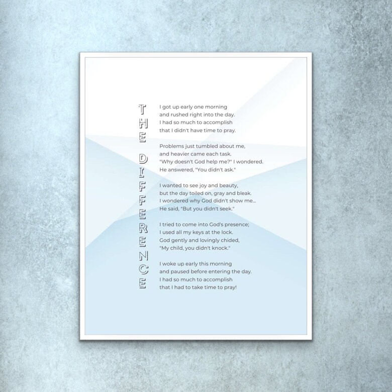 The Difference Poem digital Download Religious Prayer Reminder ...