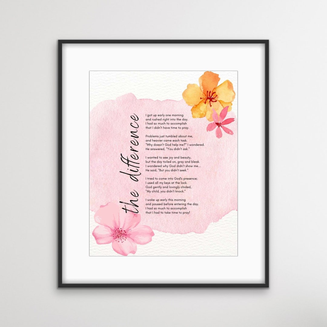 The Difference Poem digital Download Religious Prayer Reminder ...