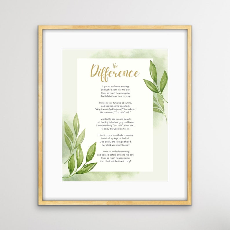 The Difference Poem digital Download Religious Prayer Reminder ...