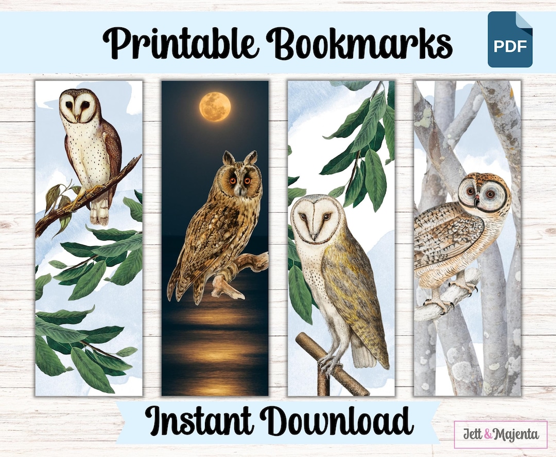 bookmarks-with-owls-set-of-4-downloadable-bookmarks-owl-lover-gift-instant-digital-download-reading-lover-gift-idea-etsy
