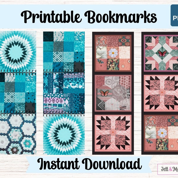 Quilt Bookmarks | Printable Bookmarks for Quilters | Instant Digital Download | Patchwork Quilt Themed Gift Idea | Downloadable Bookmarks