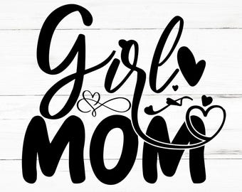 SVG de mamá niña, PNG de mamá niña, archivos de diseño de mamá niña, paquete de mamá niña, diseños de mamá niña