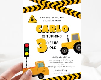 Construction Invitation, Editable Construction Invitation, Editable Construction Party Invitation, Edit Yourself [id: 22485994]
