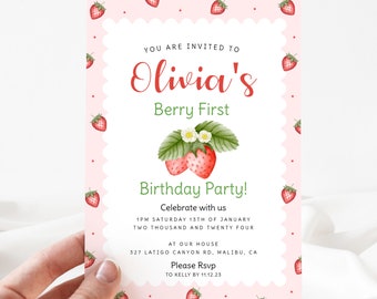 Editable Berry Invitation, Berry Digital Invite, Digital Editable Invite, Editable Birthday Invitations, Templet Invites [id: 21994019]