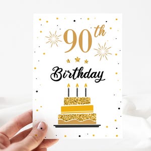 Grappige verjaardagskaart, 90e gelukkige verjaardagskaart, 90e verjaardagskaart bewerkbaar, 90e verjaardag uitnodigen, verjaardagskaart, sjabloon [id:25045127]