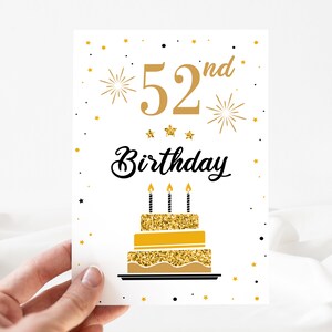 Funny Birthday Card, 52nd Happy Birthday Card, 52nd Birthday Card Editable, 52nd Birthday Invite, Birthday Card, Template[id: 25029332]