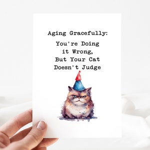 Carte d'anniversaire amusante, carte d'anniversaire chat, carte d'anniversaire chat modifiable, invitation d'anniversaire chat, carte de fête d'anniversaire chat [ID: 22970892]