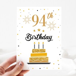 Funny Birthday Card, 94th Happy Birthday Card, 94th Birthday Card Editable, 94th Birthday Invite, Birthday Card, Template [id:25045199]