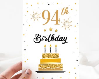 Funny Birthday Card, 94th Happy Birthday Card, 94th Birthday Card Editable, 94th Birthday Invite, Birthday Card, Template [id:25045199]