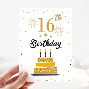 Lustige Geburtstagskarte, alles Gute zum Geburtstag 16, Karte zum 16. Geburtstag bearbeitbar, Karte zum 16.Geburtstag einladen , Geburtstagskarte, Vorlage [id: 24916602]