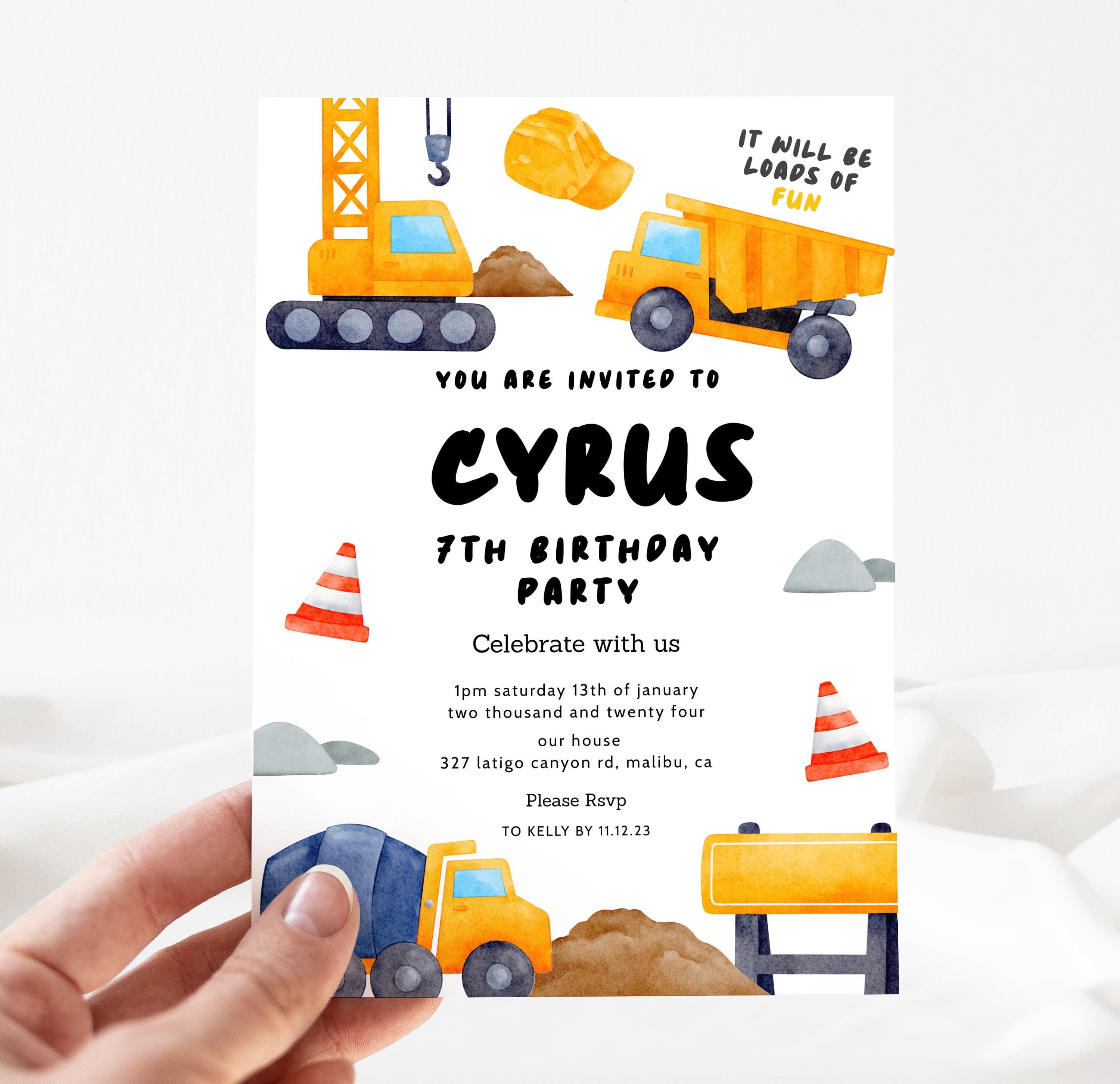 Engineer Contrations Invitation Construction Invitation, Editable Construction Invitation, Editable ...