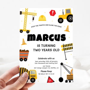 Construction Invitation, Editable Construction Invitation, Editable Construction Party Invitation, Edit Yourself [id: 22485770]