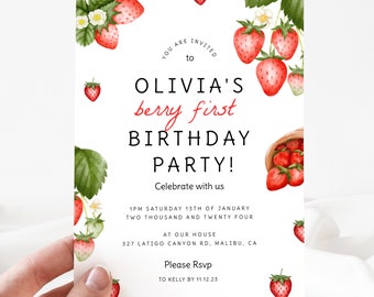 Editable Berry Invitation, Berry Digital Invite, Digital Editable Invite, Editable Birthday Invitations [id:21935112]