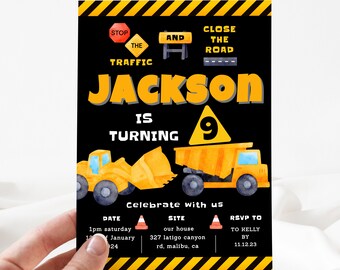 Construction Invitation, Editable Construction Invitation, Editable Construction Party Invitation, Edit Yourself [id: 22487267]