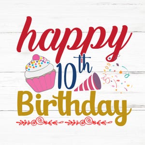 Alles Gute zum 10. Geburtstag SVG, Alles Gute zum 10. Geburtstag PNG, Alles Gute zum 10. Geburtstag Designdateien, Alles Gute zum 10. Geburtstag Bundle, Alles Gute zum 10. Geburtstag Designs