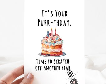 Funny Birthday Card, Cat Birthday Card, Cat Birthday Card Editable, Cat Birthday Invite, Cat Birthday Party Card [id: 22970786]