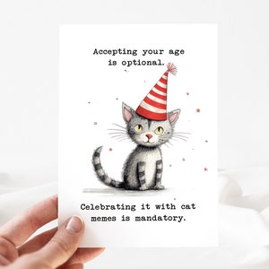 Carte d'anniversaire amusante, carte d'anniversaire chat, carte d'anniversaire chat modifiable, invitation d'anniversaire chat, carte de fête d'anniversaire chat [ID: 22971003]