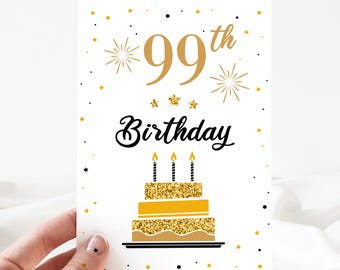 Funny Birthday Card, 99th Happy Birthday Card, 99th Birthday Card Editable, 99th Birthday Invite, Birthday Card, Template [id:25045225]
