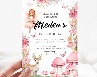 Whimsical Invitation Card, Whimsical Birthday Invitation Template,Birthday Party Invitation Template, Birthday Card Printable  [id:25738460]