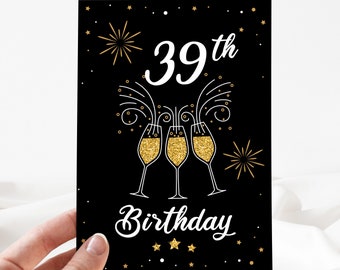 Funny Birthday Card,39th Happy Birthday Card,39th Birthday Card Editable, 39th Birthday Invite, 39th Birthday Party Card [id:23723855]