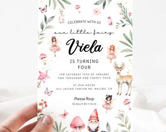 Whimsical Invitation Card, Whimsical Birthday Invitation Template,Birthday Party Invitation Template, Birthday Card Printable  [id:25738938]