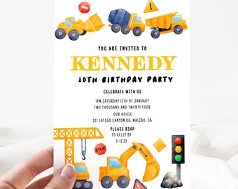 Construction Invitation, Editable Construction Invitation, Editable Construction Party Invitation, Edit Yourself [id: 22486940]