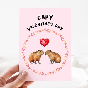 Capy Valentinstag Karte, Benutzerdefinierte Happy Valentine Karte, Capybara Karte Bearbeitbar, Happy valentine dayTemplate, Valentinstag Wunsch Karte [id:25088316]