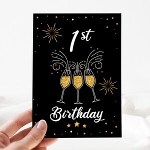 Tarjeta de cumpleaños, 1.ª tarjeta de feliz cumpleaños, 1.ª tarjeta de cumpleaños editable, 1.ª invitación de cumpleaños, 1.ª tarjeta de fiesta de cumpleaños [id:23088598]