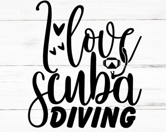I Love Scuba Diving SVG, I Love Scuba Diving PNG, I Love Scuba Diving Design Files, I Love Scuba Diving Bundle, I Love Scuba Diving Designs