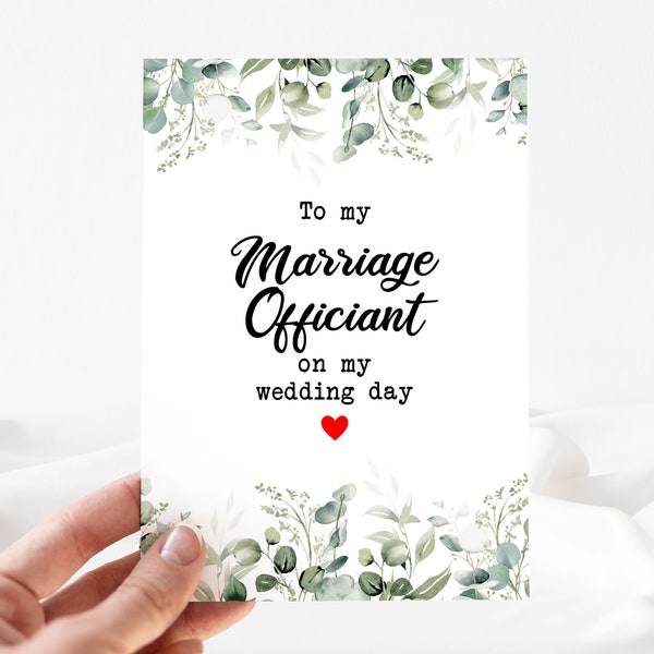To my Marriage Officiant on My Wedding day Card, Wedding Day Greeting Card, Editable Wedding Card [id:22992484]