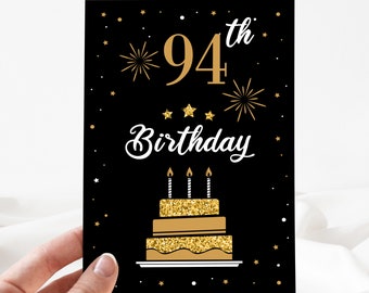 Funny Birthday Card, 94th Happy Birthday Card, 94th Birthday Card Editable, 94th Birthday Invite, Birthday Card, Template[id: 24779020]