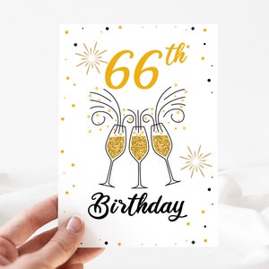 Tarjeta de cumpleaños divertida, Tarjeta de feliz cumpleaños número 66, Tarjeta de cumpleaños número 66 editable, Invitación de cumpleaños número 66, Tarjeta de fiesta de cumpleaños número 66 [id: 23919239]