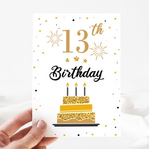 Lustige Geburtstagskarte, Alles Gute zum Geburtstagskarte 13, Geburtstagskarte Bearbeitbar 13.Geburtstag einladen , Geburtstagskarte, Vorlage[id: 24916574]
