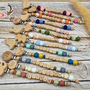 Pacifier clip or 100% personalized set, rattle, birth gift, babyshower