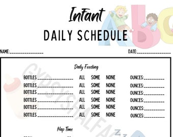 Infant Daily Schedule | PDF Printable | Daycare Schedule | Homeschool Schedule