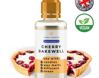 Cherry Bakewell Fragrance Oil 10ml | for Candles, Melts, Soaps and Diffusers | Simply Scented Concentrated Scent for Home Business or Hobby