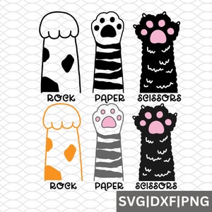 Kat Paw Rock Paper Scissors SVG | Leuke kat SVG | Grappige kat SVG | Kat poten svg | Cat Paw png voor sublimatie