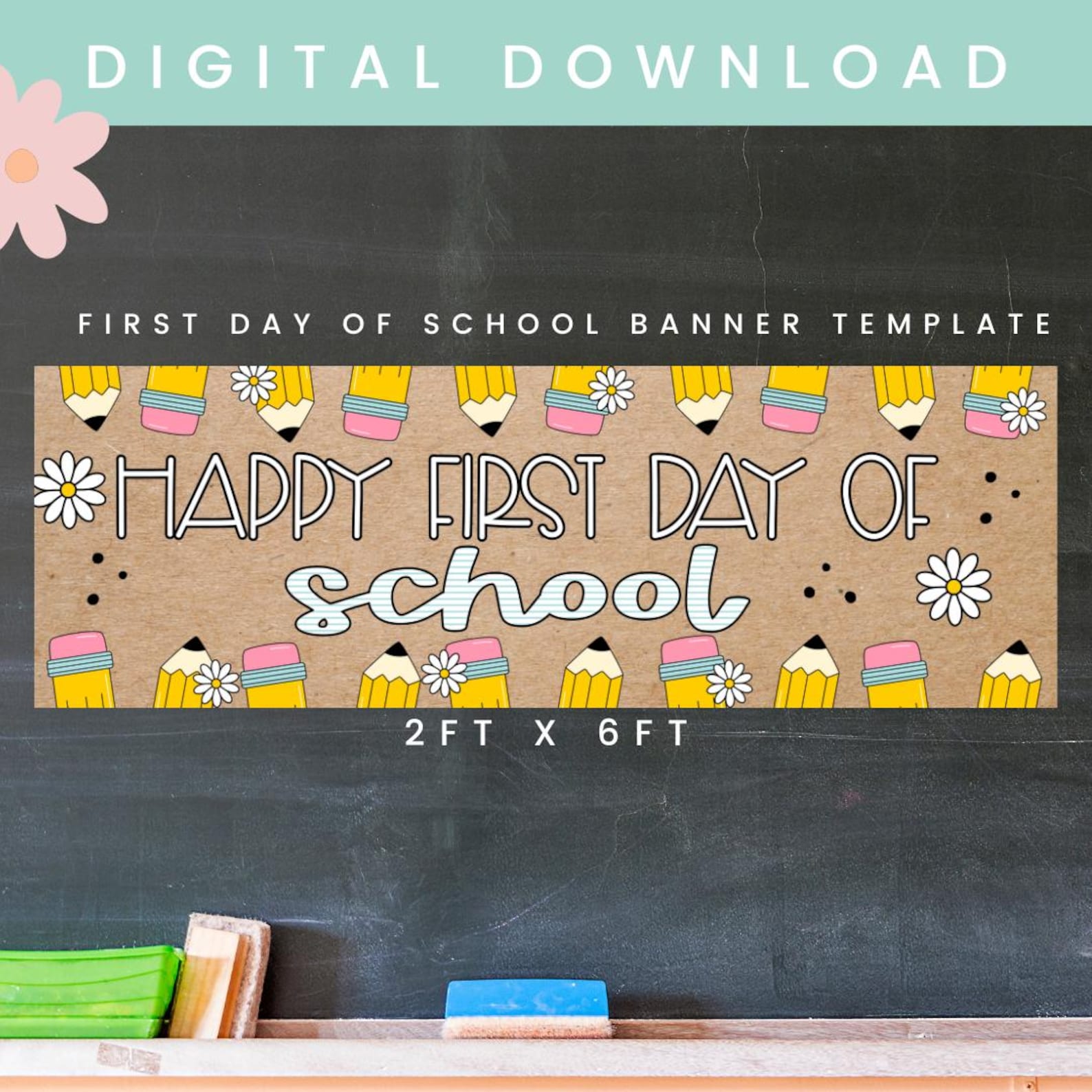 First Day of School Banner | Back to School Banner Brown Paper Banner ...