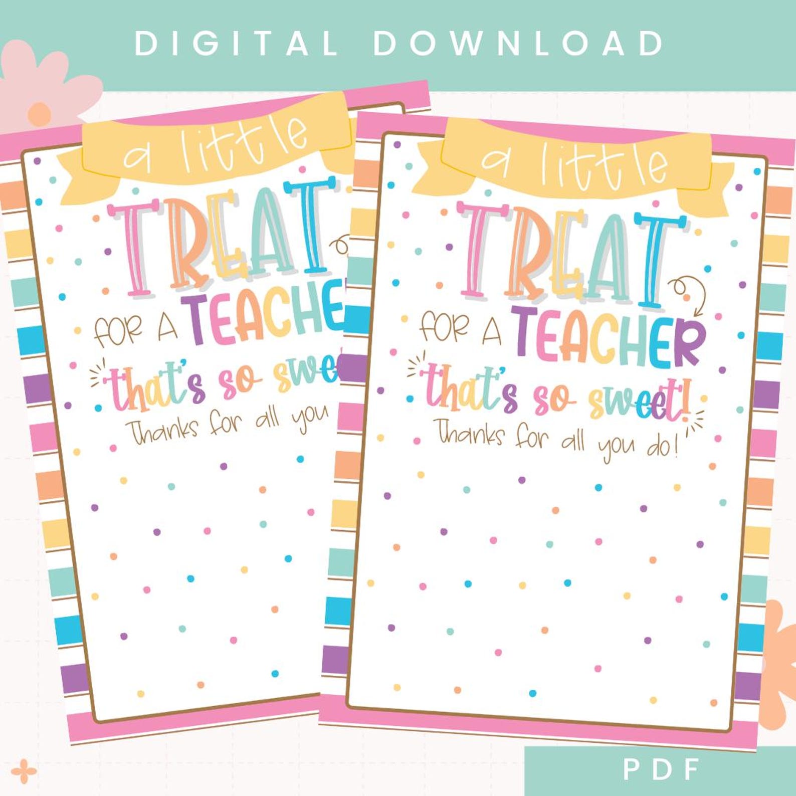 Printable Teacher Thank You Gift Card Holder | Teacher Appreciation ...
