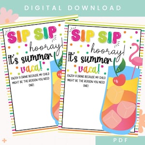 Printable Drink Lehrer Wertschätzung Geschenk Kartenhalter | Lehrer Wertschätzung Woche Geschenk | Lehrer-Dankeschön-Karte | Ende des Schuljahres Geschenk