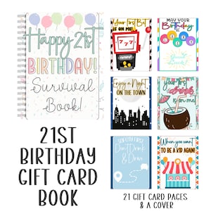Druckbare 21. Geburtstag Geschenk Karte Buch | Geburtstagsgeschenk für Erwachsene | Erwachsenes Weihnachtsgeschenk | Geschenkkartenhalter