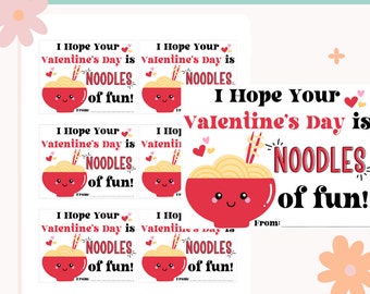 Ramen Valentine | Cute Valentine | Funny Valentine | Valentine's for Kids Classrooms | Kids Valentine's Gifts | Avery 15264 Labels