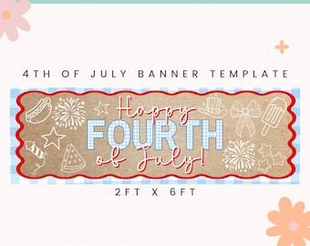 4th of July Banner | Banner PNG | Independence Day Banner | Painted Brown Paper Banner | 4th of July Party Sign