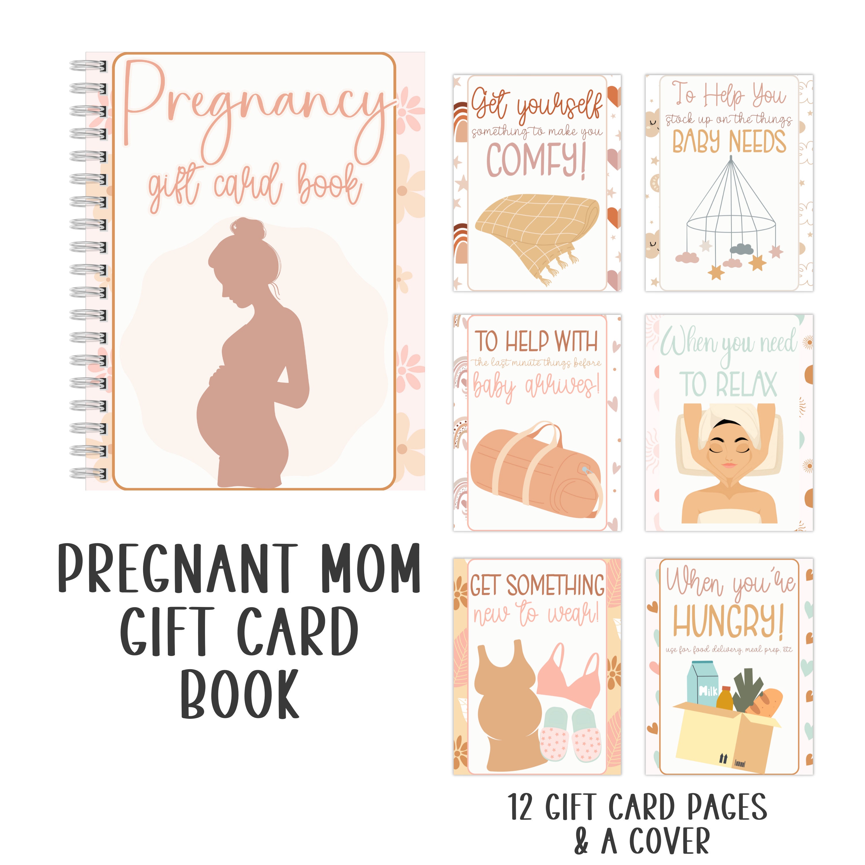 Pregnant Mom Gift Card Book Printable Boho Baby Shower Gift — free download