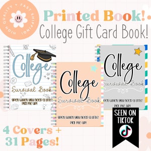 Printed College Survival Gift Card Book | College Care Package | High School Graduation Gift | College Gift For Kids from Parents