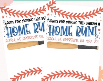 Printable Baseball Coach Gift Card Holder | Coach Appreciation Gift | Baseball Coach Gift | End of Season Gift | Game Day Gift