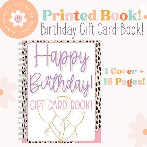 Printed Happy Birthday Gift Card Book | Teen Girl Birthday | Women's Birthday Gifts | Adult Gift Card Book