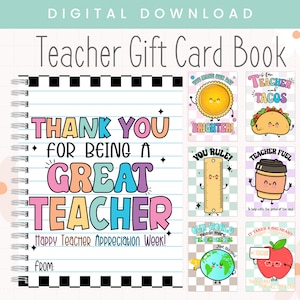 Afdrukbaar cadeaubonboek leraar waardering | Waardering door schoolpersoneel | Cadeaus voor de week van de waardering voor de leraar
